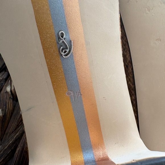 Sam Edelman Waylon Leather and Raffia Double E Logo Slide Sandals - Picture 7 of 7